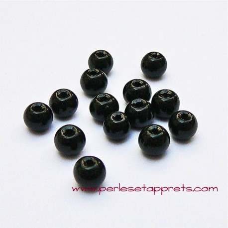 Perle ronde en verre noir 4mm pour bijoux, perles et apprêts