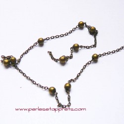 Chaîne collier bille maille forçat 2mm bronze laiton, pour bijoux, perles et apprêts
