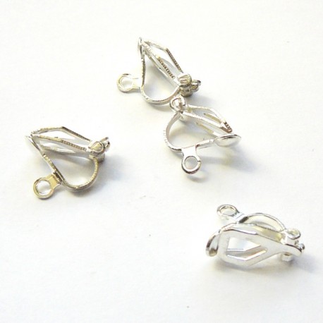 Lot 20 boucle d'oreilles clip 10mm argent, perles et apprets