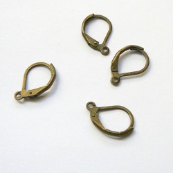 Lot 20 boucles d'oreilles attache dormeuse 16mm bronze, perles et apprets