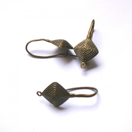 Boucle d'oreilles ethnique 35mm laiton, perles et apprets