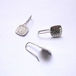 Boucle d'oreilles crochet argent carré en laiton 13mm, à décorer, perles et apprêts