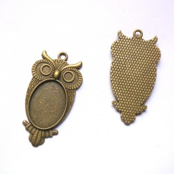 Lot 3 pendentif hibou 50mm bronze, laiton, perles et apprets