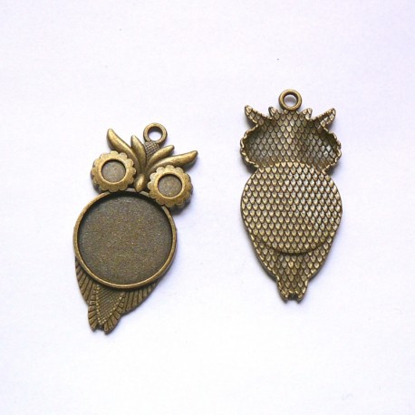 Lot 5 pendentif hibou 47mm bronze, laiton, perles et apprets