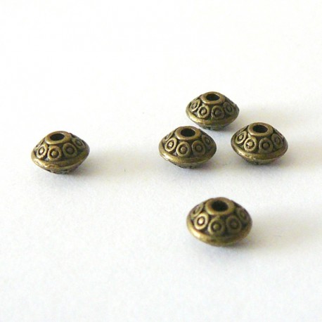 Lot 25 perles intercalaires 6mm cône bronze, perles et apprets