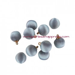 Lot 2 pompons boules satin gris