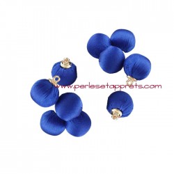 Lot 2 pompons boules satin bleu foncé