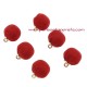 Lot 2 pompons boules tissu rouge