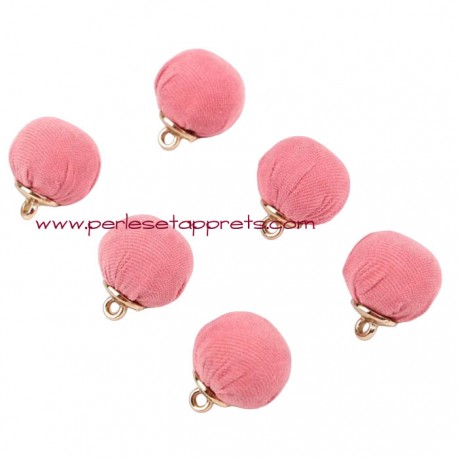 Lot 2 pompons boules tissu rose