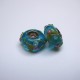 Perle en verre gros trou turquoise fleur 14mm