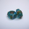 Perle en verre gros trou turquoise fleur 14mm