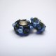 Perle en verre gros trou bleu fleur 14mm
