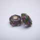 Perle en verre gros trou mauve fleur 14mm
