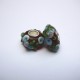 Perle en verre gros trou rouge fleur bleu 14mm